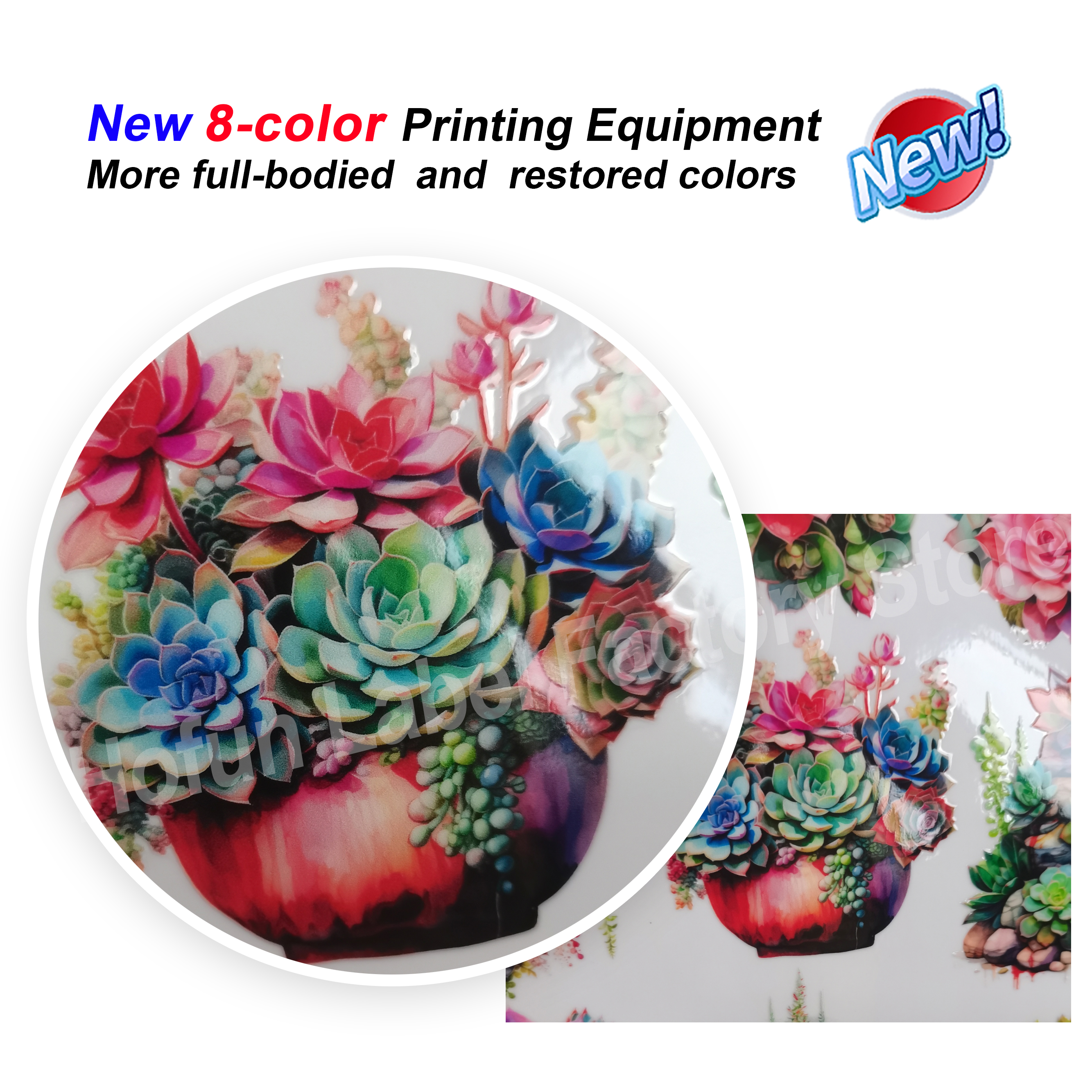 Custom 3D UV Color Print Transfer Gold Sticker Personal Silver Logo Self-adhesive Clear Label Shiny Wedding Gift Hollow Decal