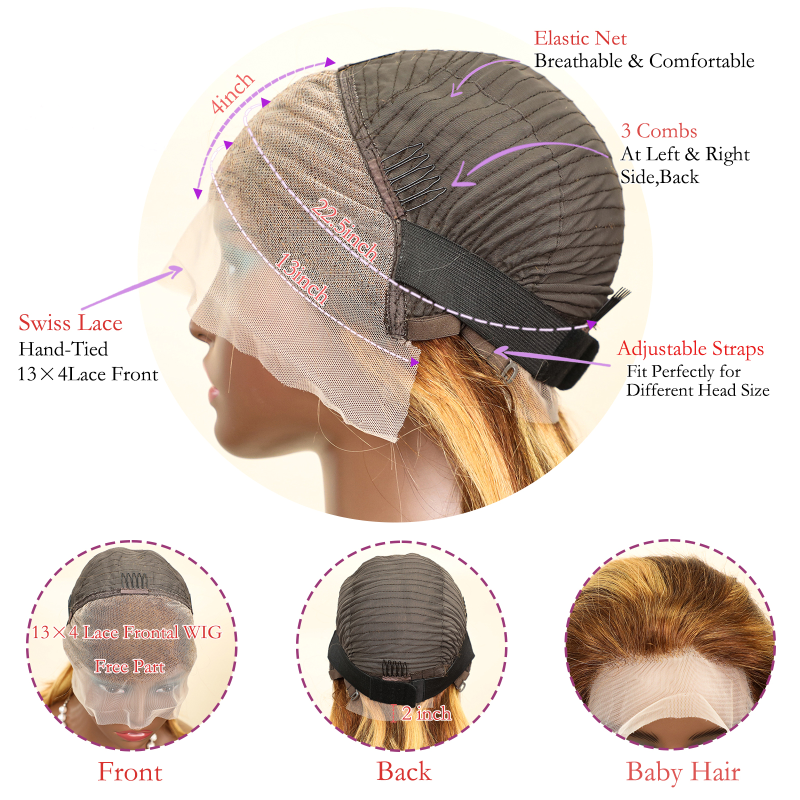 วิกเส้นผมมนุษย์13x4เส้นผมมนุษย์ลูกไม้ลูกไม้ด้านหน้าวิกผมสวมใส่วิกผมบ็อบ220ความหนาแน่นผู้หญิงผิวดำสี4/27ทอง