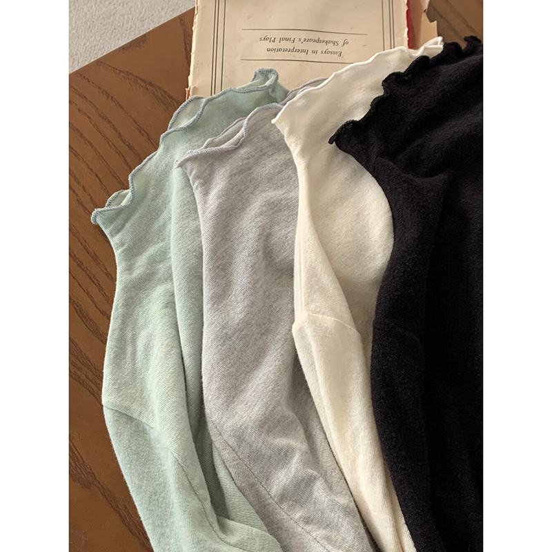 スリムフィット長袖クルーネック Tシャツ女性のベースシャツシンプルなデザイン通勤韓国スタイルトップ春秋