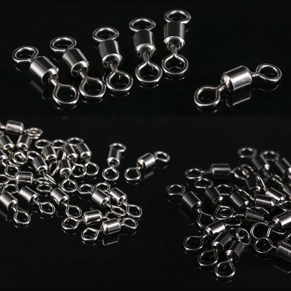 เดินปลา 50 ชิ้น/ล็อต 8-รูปแหวนตกปลาเกียร์แรงดึงหมุน Connector Ball แบริ่ง Snap อุปกรณ์ตกปลา