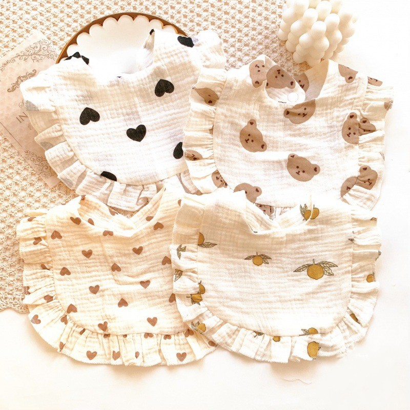 Babadores para recém-nascidos, panos infantis para arrotar, coisas para alimentação de bebês, bandana, toalha de saliva, babador floral com babados, acessórios para bebês
