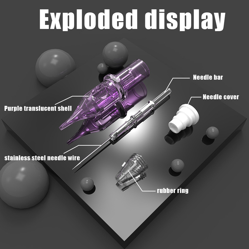 YILONG 50/20 個使い捨て紫タトゥーカートリッジ針 RM/RL/M1/RS 針直径 0.35 ミリメートルタトゥー針タトゥーマシン用