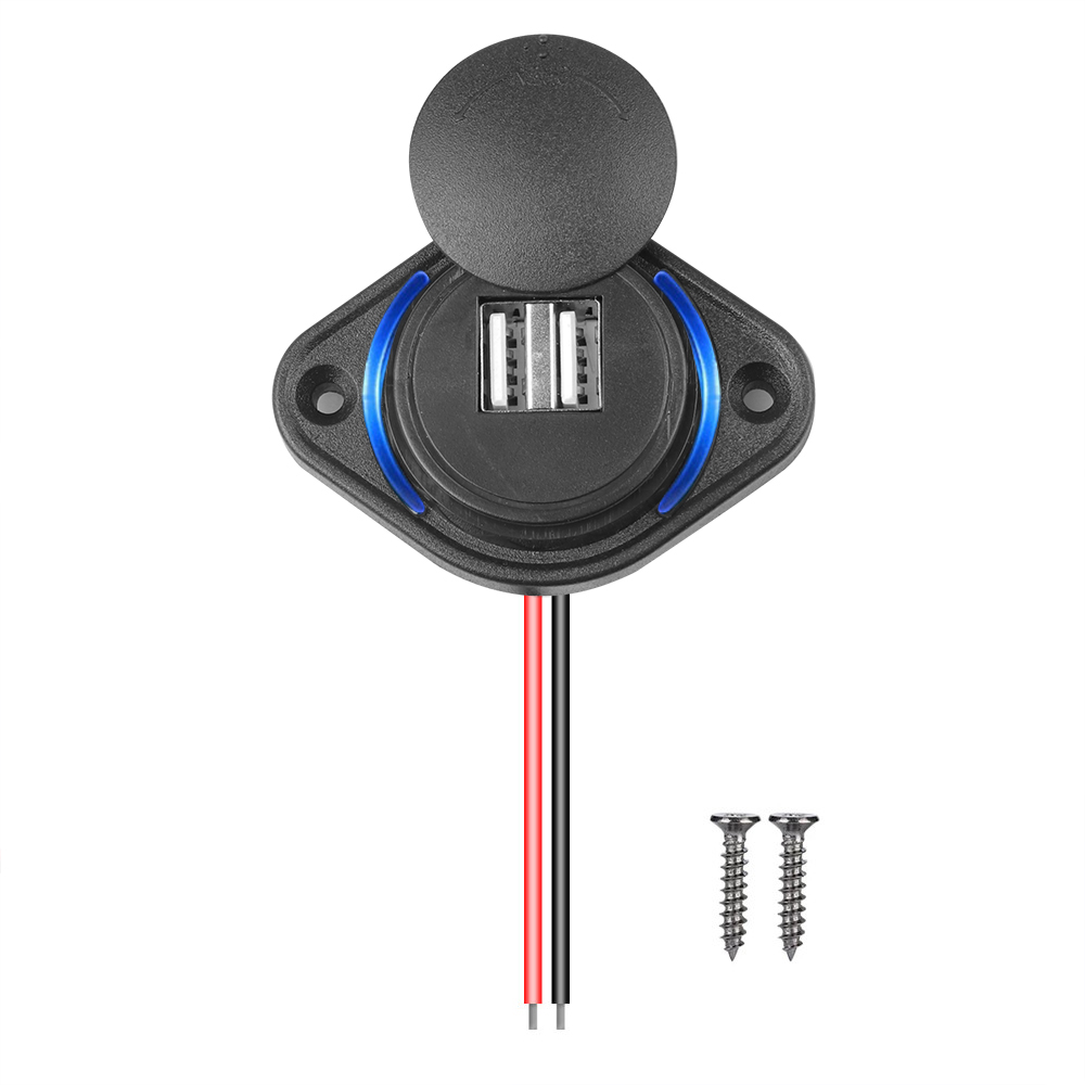 Dual-USB-Ladegerät, 12–24 V, 3,1 A, Auto-Ladegerät, Steckdosen-Adapter, Telefon-Aufladung für Motorrad, Auto, Boot, ATV, UTV, Wohnmobil, Wohnwagen