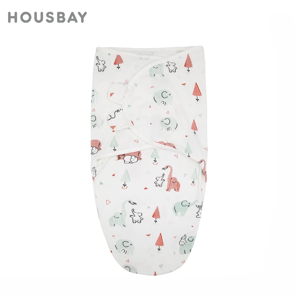 Newborn Baby Sleeping Bag Summer Thin Baby Swaddle Wrapping Cartoon Elephant Sleepsack 0-6 Months Girls Boys Blanket 0.5 TOG