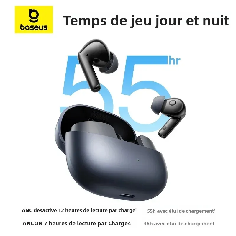 Baseus EP10 Pro ANC écouteurs sans fil Bluetooth 6.0 écouteurs 50dB casque adaptatif en temps réel 6 micro haute résolution LDAC IP55 écouteurs