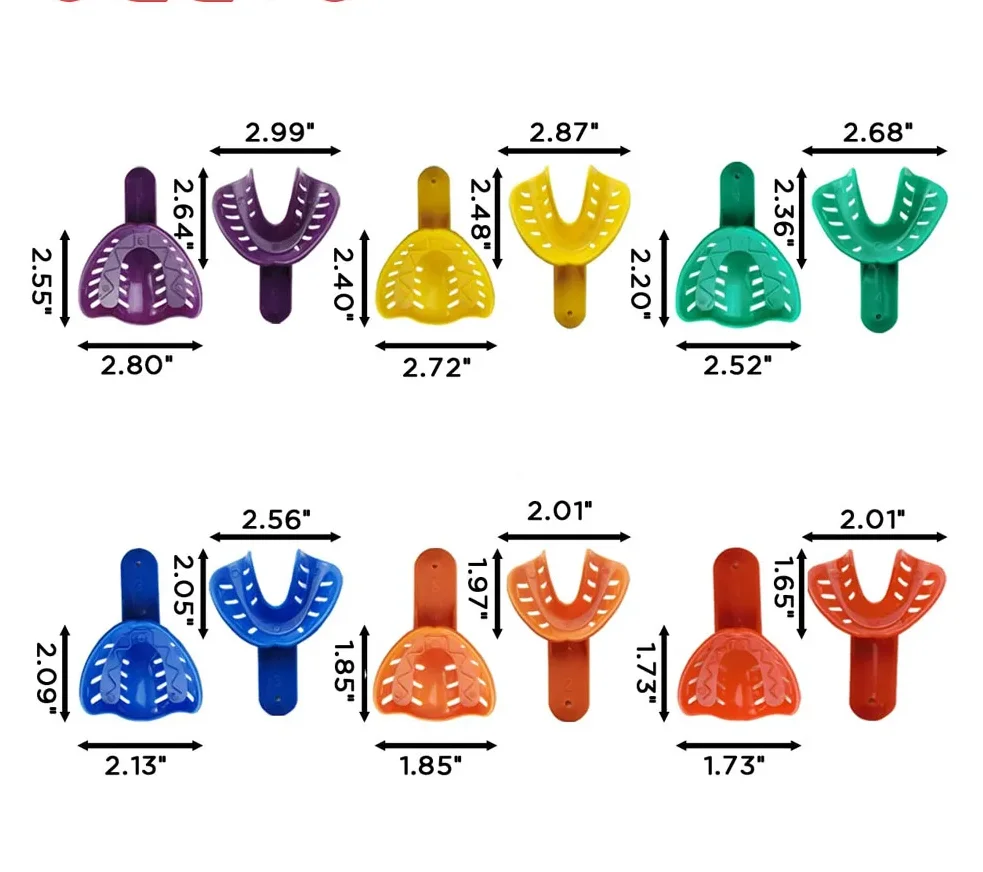 12 stuks tandheelkundige afdruklepels laboratoriumset kunststof volwassenen en kinderen meerkleurige bovenste onderkaak voor nauwkeurig gieten tandartsbenodigdheden