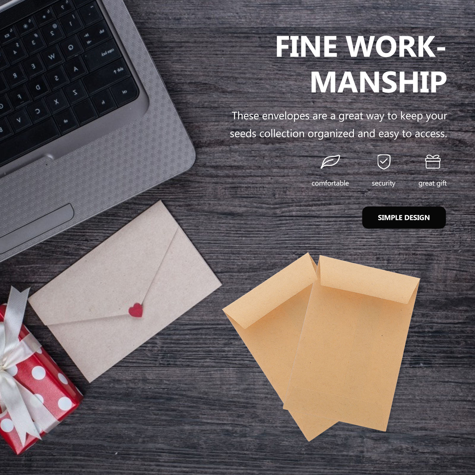 100 個シード封筒ギフトカードコイン収納ミニ封筒小さなクラフト紙マネー郵送オフィス