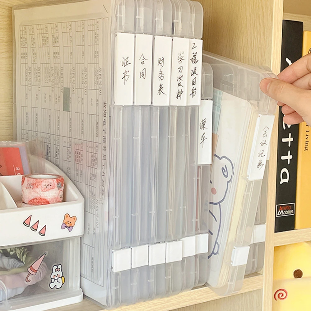 Transparent A4 File Folder File Organizer Box School Office Supplies Document Bag Household Certificate File Stationery Simple