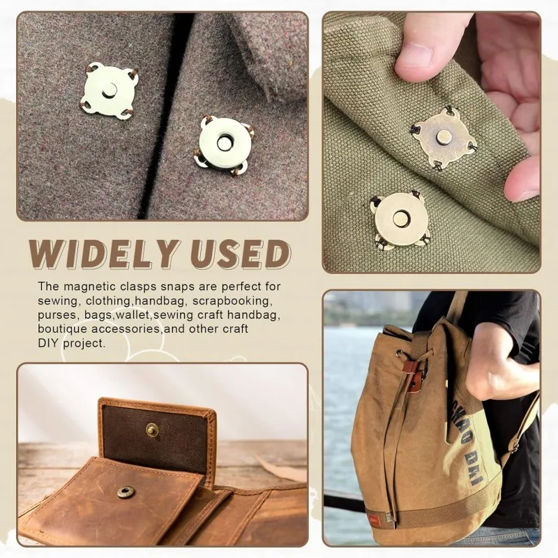 10/5/1Set Bottone A Pressione Magnetico In Metallo Invisibile Cucire sul Pulsante di Bloccaggio Catenacci di Fissaggio per Borse Borsa Vestiti Mestiere Accessori FAI DA TE