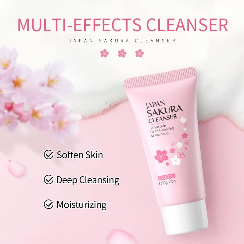 Laikou Sakura Whitening Facial Cleanser Foam Moisturizing Deep Remove Cleansing Acne Milk Oil Control Exfoliating Shrink Pores
