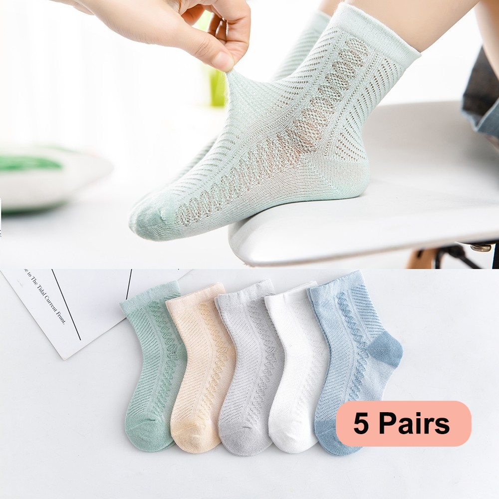 5 Cặp/lô 0-12 Tất Cho Trẻ Em Cotton Thun Dạ Nỉ Tất Cho Bé Gái Phối Lưới Dễ Thương Cậu Bé Tập Đi Tất Trẻ Em Mặc Áo Vải phụ Kiện
