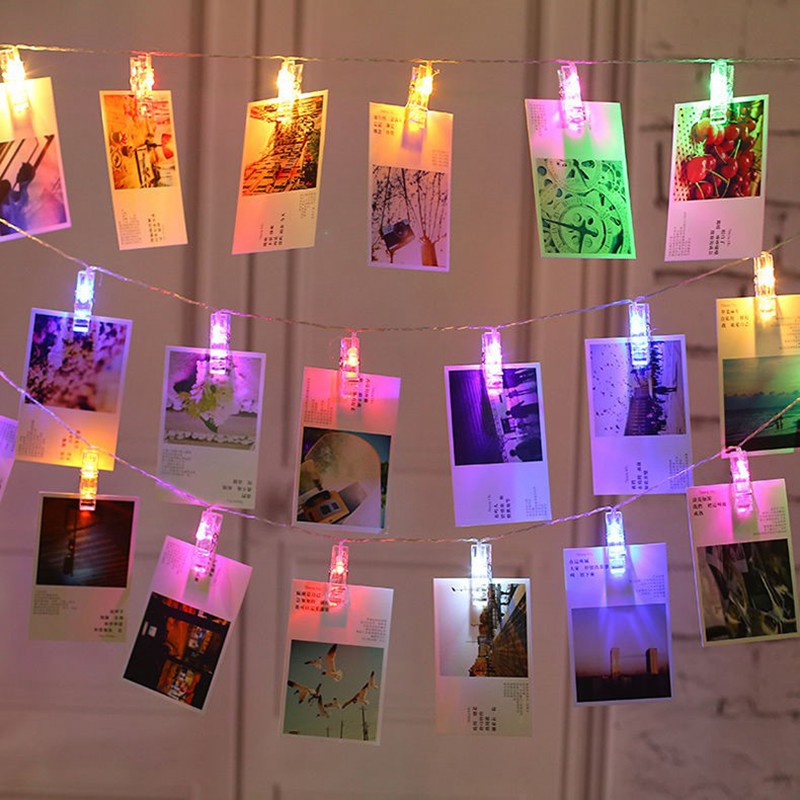LED Photo Clip String Light, 1m/3m/6m AA Battery Powered for Hanging Picture Card Bedroom Wall Anniversary Decorative Light