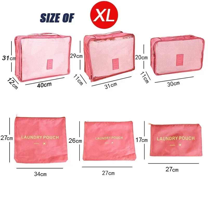 6-delige grote reisorganisator, draagbare kofferorganizer, kleding, schoenen, make-uptas, bagage-organizer, reisopbergtas