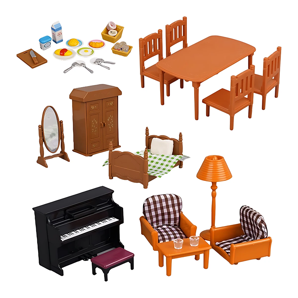 Muebles para casa de muñecas familiar del bosque 1:12, casa de muñecas en miniatura Montessori, cocina, dormitorio, accesorios de baño para regalos de niñas