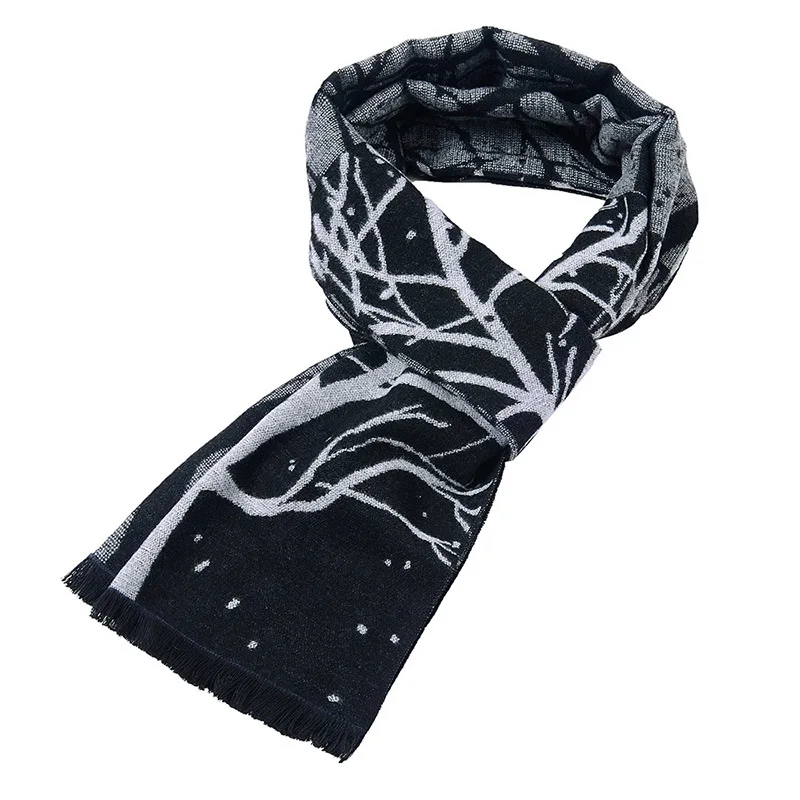 180*30CM Nam In Hình Khăn Mùa Đông Dạ Nỉ Flannel Mô Hình Cây Tua Rua Cao Cấp Bông Ấm Áp Phong Cách Doanh Nhân Khăn Choàng Cổ khăn Choàng Cổ