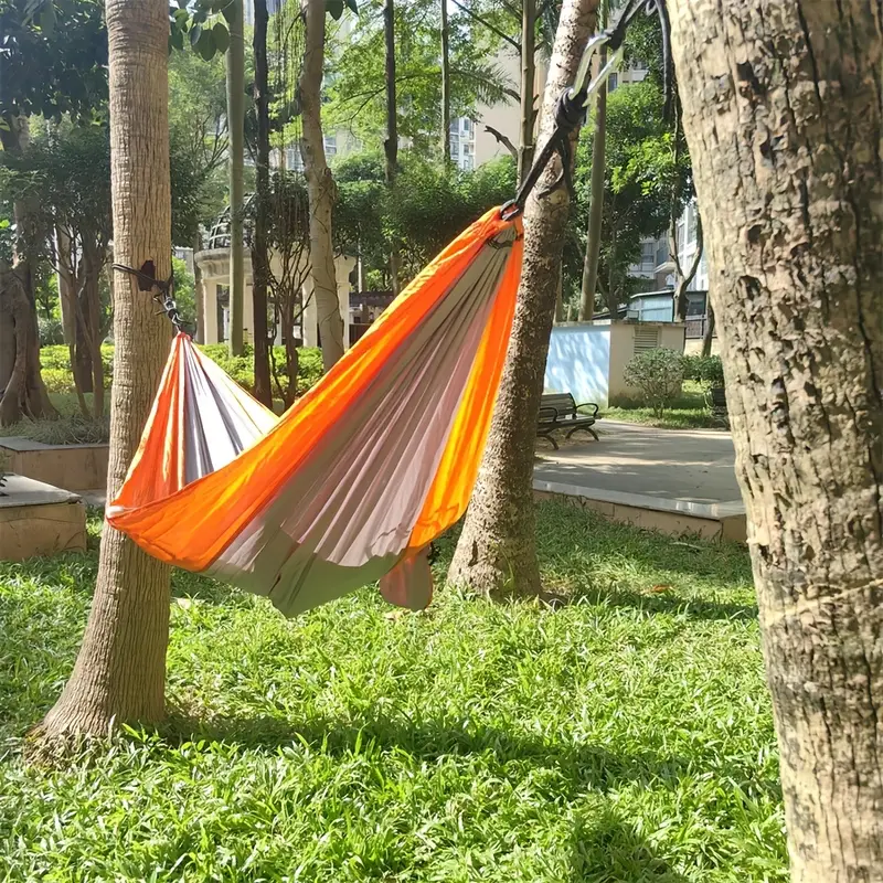 Outdoor Lightweight Nylon Camping Hammock with Hanging Straps Perfect for Backpacking Travel Beach Yard and Garden