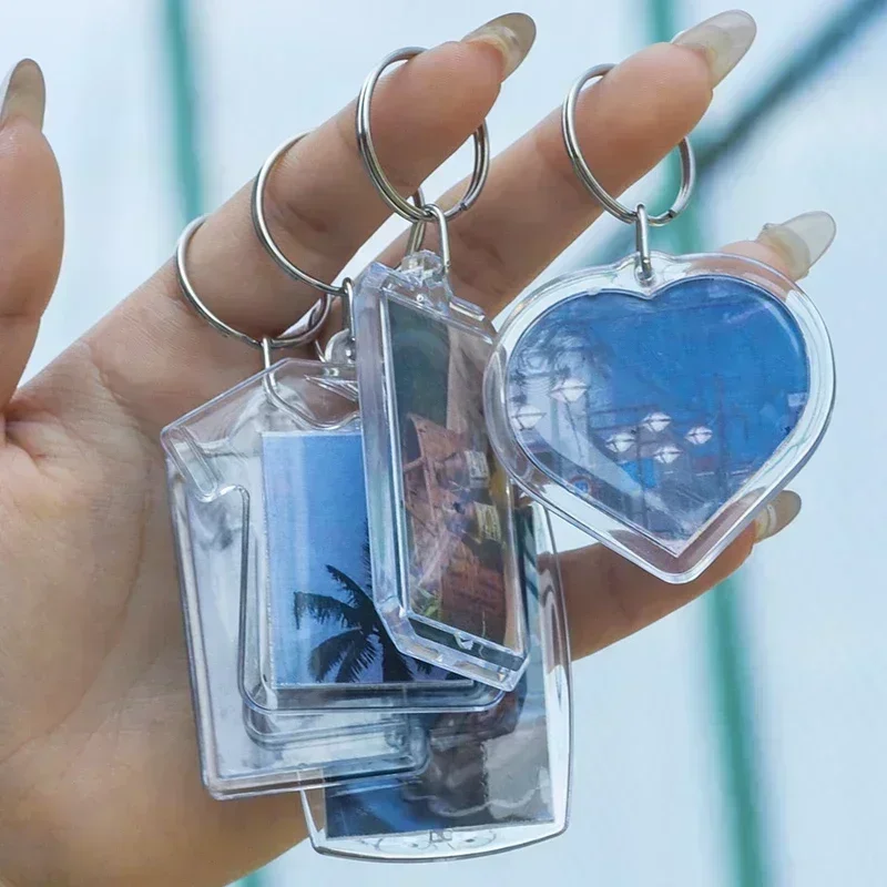 5/50pcs Transparent Rectangle Blank Clear Acrylic Insert Photo Picture Frame Keyring Keychain DIY Split Ring Key Chain Gifts