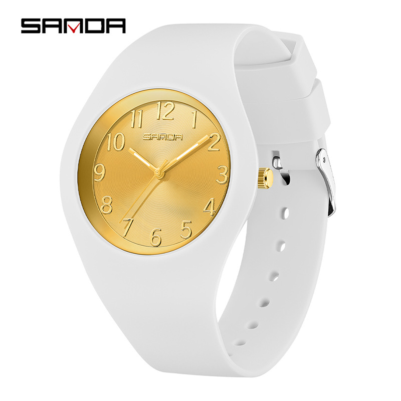 SANDA 6186 reloj de cuarzo negro rojo blanco Simple correa de silicona para exteriores reloj de pulsera para estudiantes para niño y niña reloj de regalo