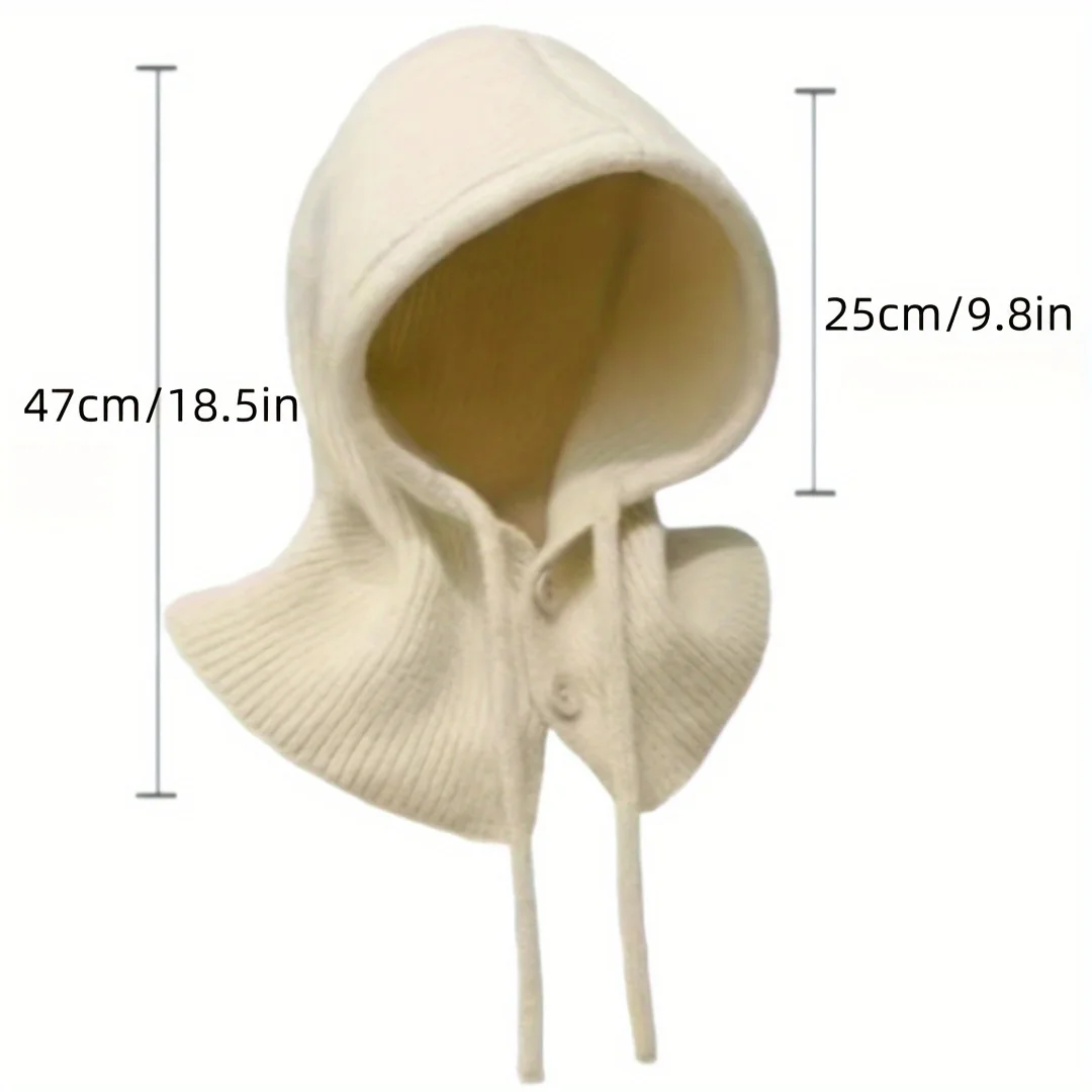 1 peça, chapéus de inverno para mulheres meninas cachecol quente com capuz chapéu crânio boné balaclava gorro de malha com cordão ajustável