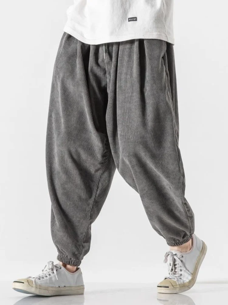 Corduroy กว้าง Harem กางเกงผู้ชายหลวมสบายๆ Jogger กางเกงจีน Baggy ขนาดใหญ่ Heavy Duty Oversize กางเกงชายคุณภาพสูง