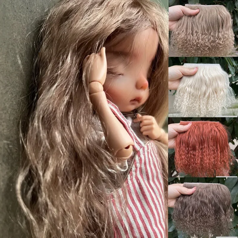 NO 1-25 Оптовая продажа, 1 шт., 5*10 см/1,97*3,94 дюйма, монгольский мех BJD OB11, парики для кукольных волос, рулон для куклы, нарядный парик «сделай сам», парик для куклы