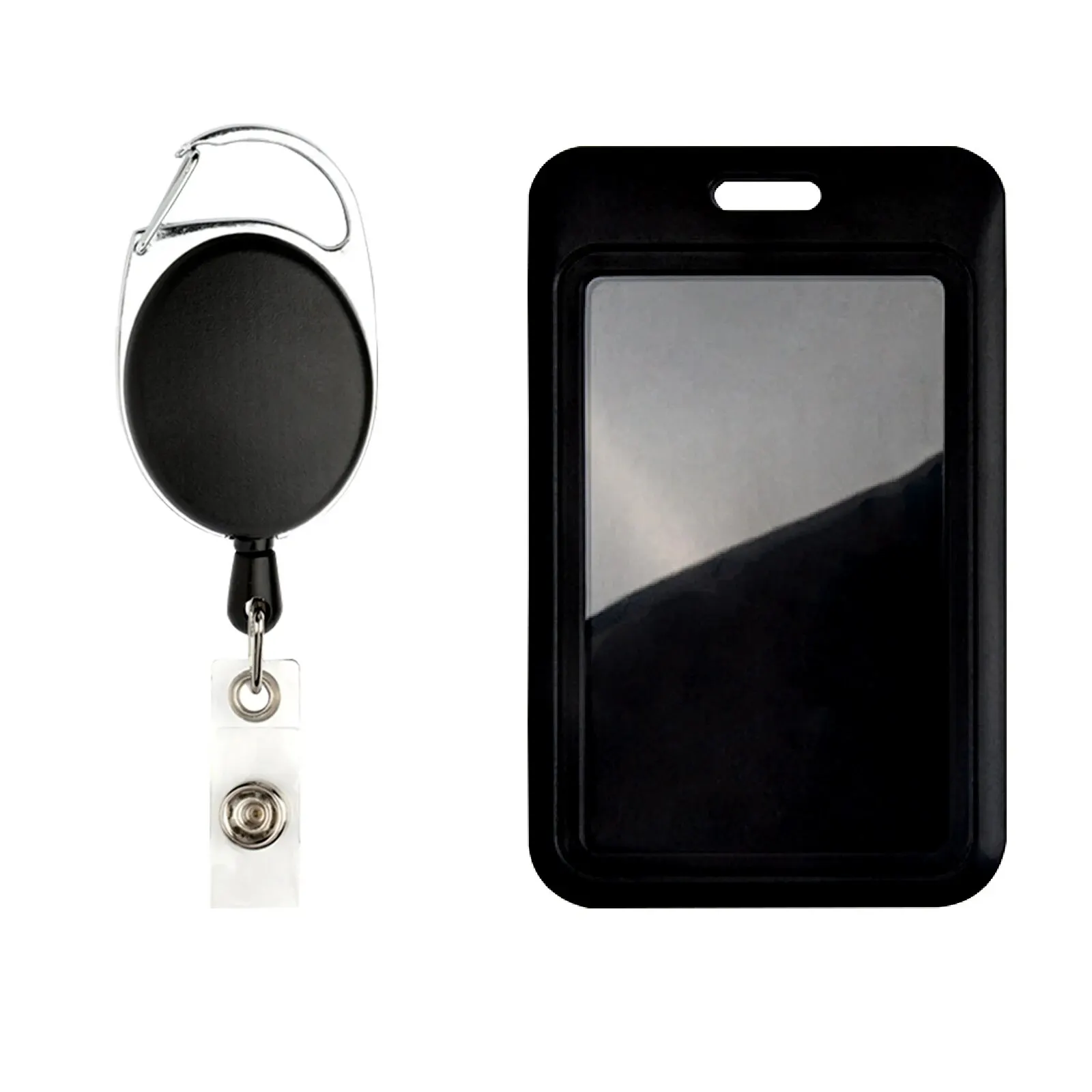 Porta carte da 1/2 set Porta badge identificativo con moschettone resistente Set di clip per bobine Supporti verticali retrattili Donna Uomo