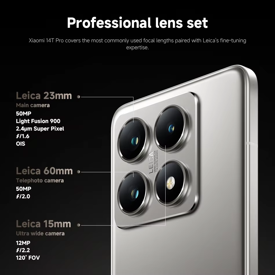 Global Version Xiaomi 14T Pro 5G Global Version 50MP Leica Camera MediaTek Dimensity 9300+ 6.67'' 144Hz AMOLED 120W HyperCharge