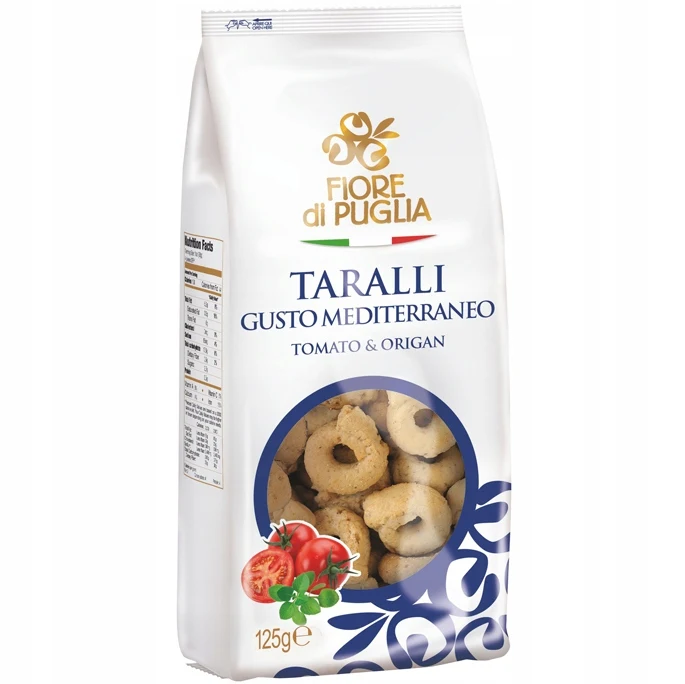Taralli gusto mediterraneo tomate & origano 125g-fiore di puglia