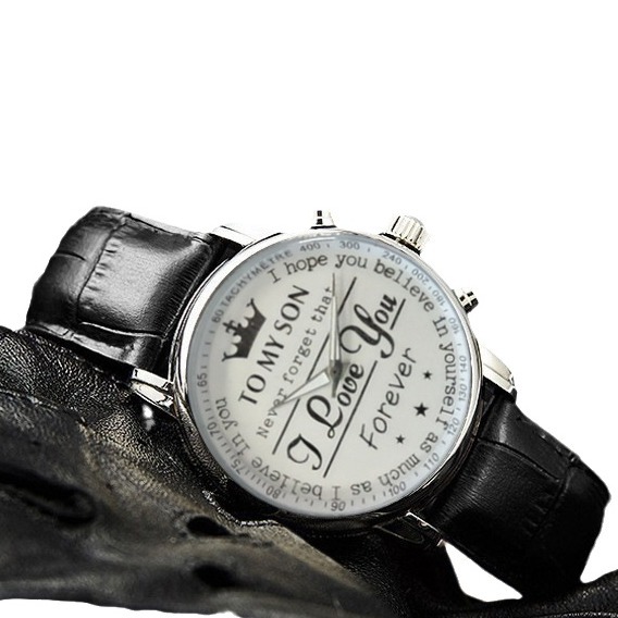 ธุรกิจรักภาษาอังกฤษ Crown Dial Tread สายไฟเข็มขัดควอตซ์นาฬิกา