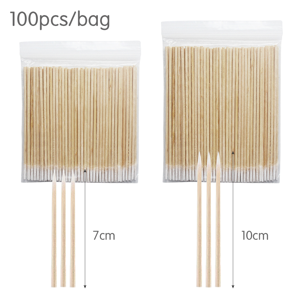 500/1000pcs เล็บไม้ผ้าฝ้าย Swab ทําความสะอาด Microbrush Eyelash Sticks Buds เคล็ดลับหูไม้จิ้มฟันแต่งหน้า Eyebrow Sticks กาวถอด