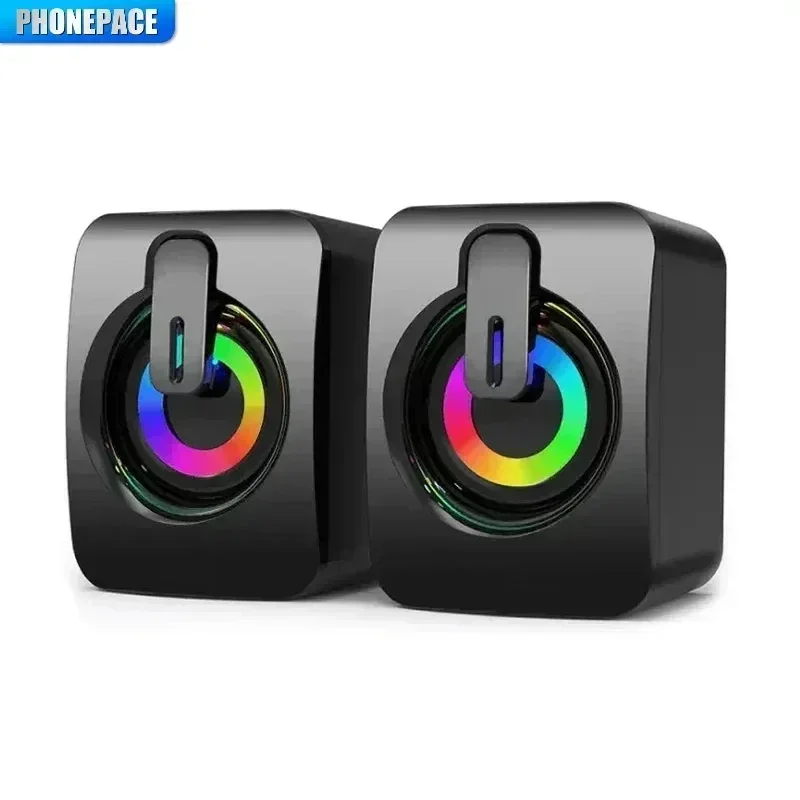 PHONEPACE A2 Computer Loudspeaker Stereo Sound With Microphone 3.5mm AUX Home Office PC Speaker for Macbook Desktop Notebook