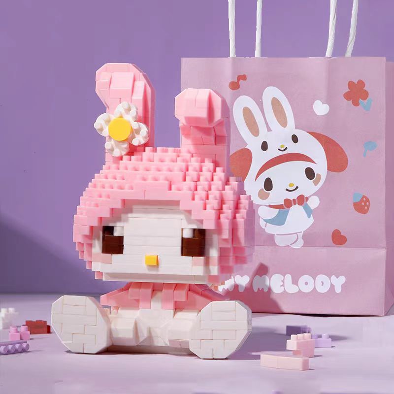KEEPPLEY Sanrio Anime Hello Kitty My Melody Cinnamoroll Pompompurin Kuromi Bausteine Mädchen Kind Urlaub Weihnachtsgeschenk