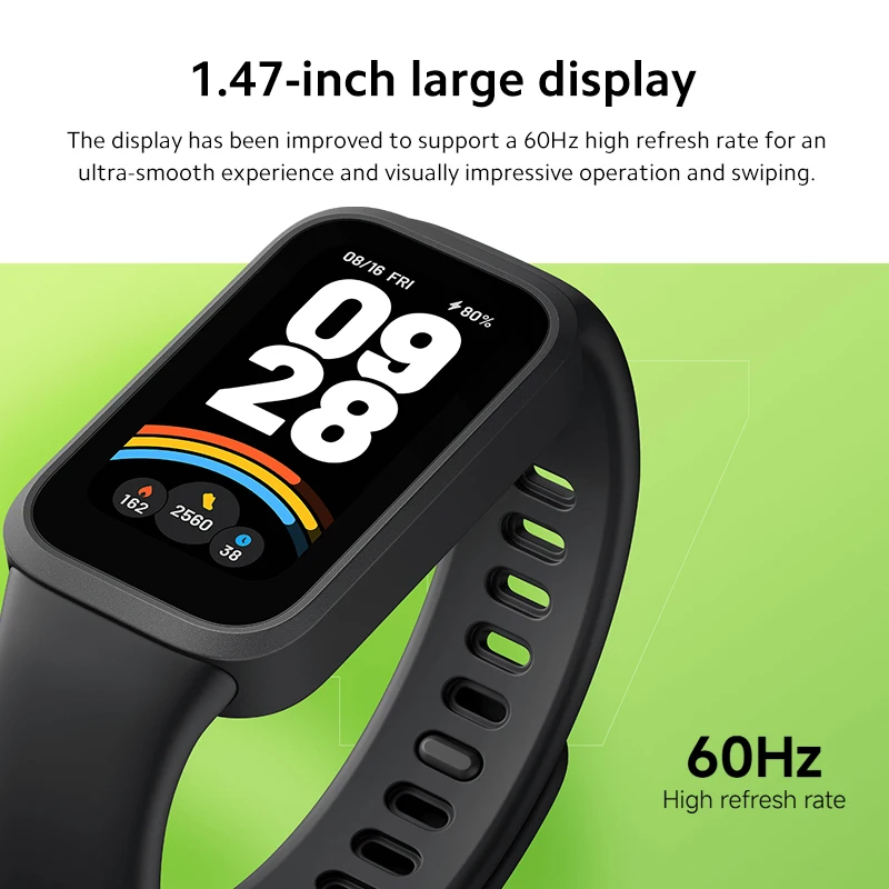 In stock Global Version Xiaomi Smart Band 9 active 1.47'' TFT display 100+ watch faces Up to 18-day battery life 5ATM water