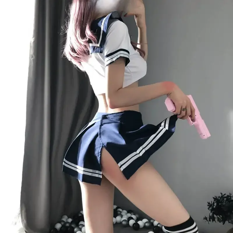 Cosplay Lingerie Studente scolastico Uniforme Gioco di ruolo Costume Donna Minigonna carina Camicetta attillata Set Porno College Girl Cos Anime
