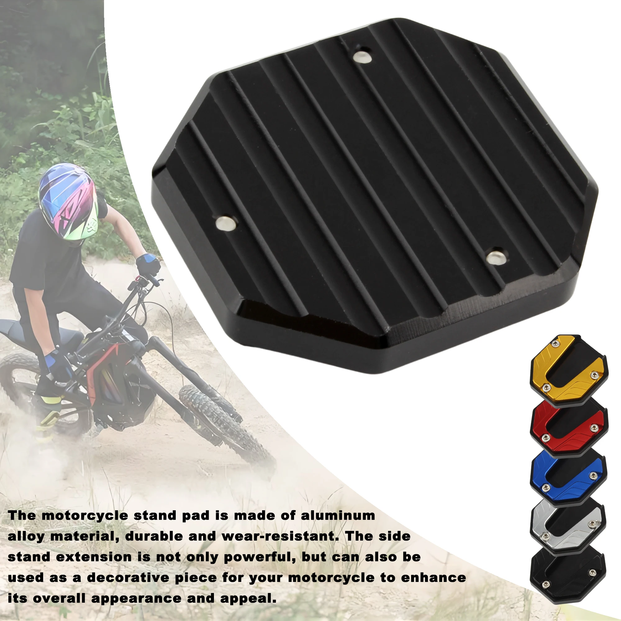 Accessori per la modifica del motociclo Prolunga per cavalletto Piede Cavalletto laterale Piastra di supporto per estensione Parti di base allargata antiscivolo