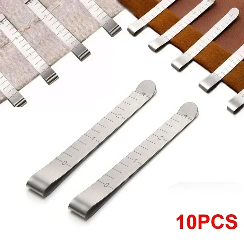 10 Stück Edelstahl-Nähklammern, Säumklammern, Messlineal für Stoff, Fixier- und Markierungszubehör, DIY-Nähzubehör