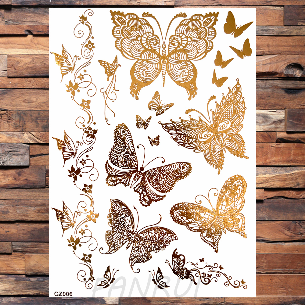 สมจริงช้าง Moon รอยสักชั่วคราวสําหรับผู้หญิงผู้ใหญ่ปลอมผีเสื้อลูกไม้ Mandala Tattoo สติก