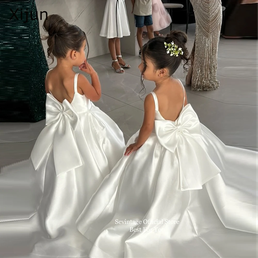 Sevintage Cute Ivory Baby Flower Dresses Bow Back Birthday Party Gifts Suknie ślubne dla dzieci ropa de niña 2025 Dostosowane