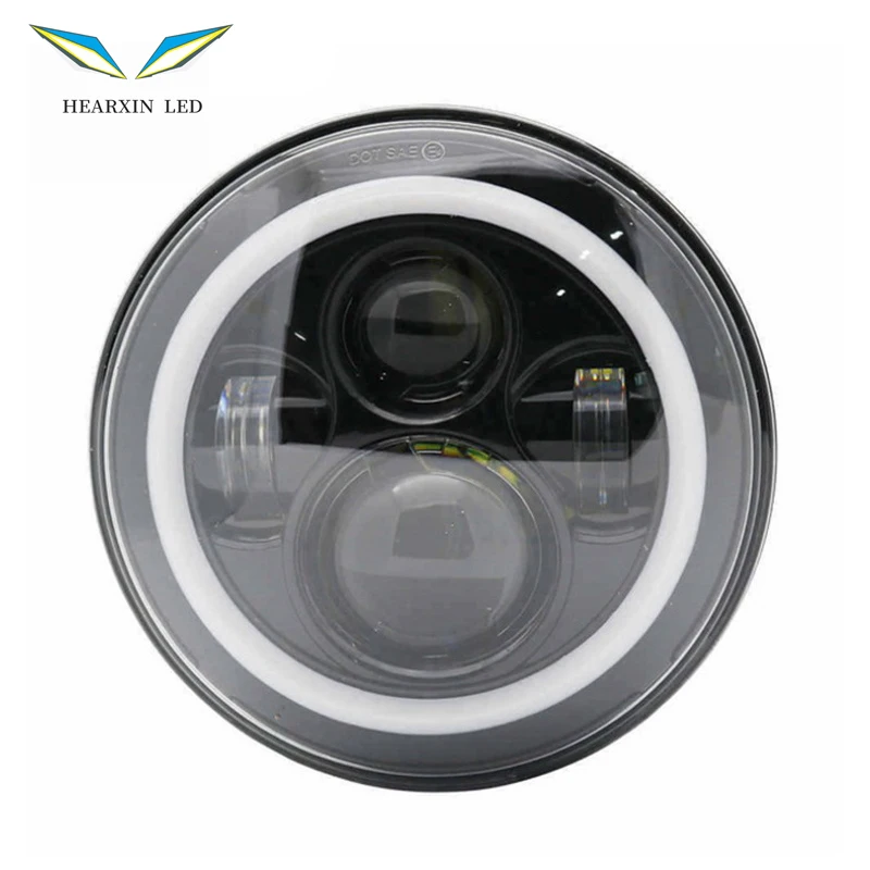 1 pçs 7 Polegada moto carro led farol h4 redondo com sinal de volta âmbar para jeep wrangler jk tj faróis 7 "farol