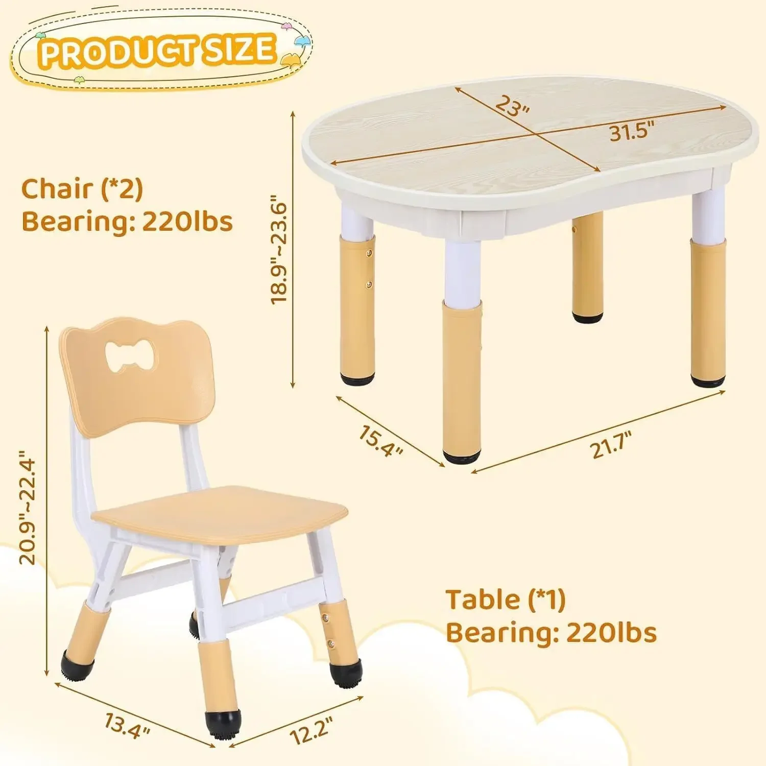 Kindertafel met 2 stoelen zitgroep In hoogte verstelbare schildertafel en stoelenset, kunststof bureau voor kinderdagverblijf/thuis