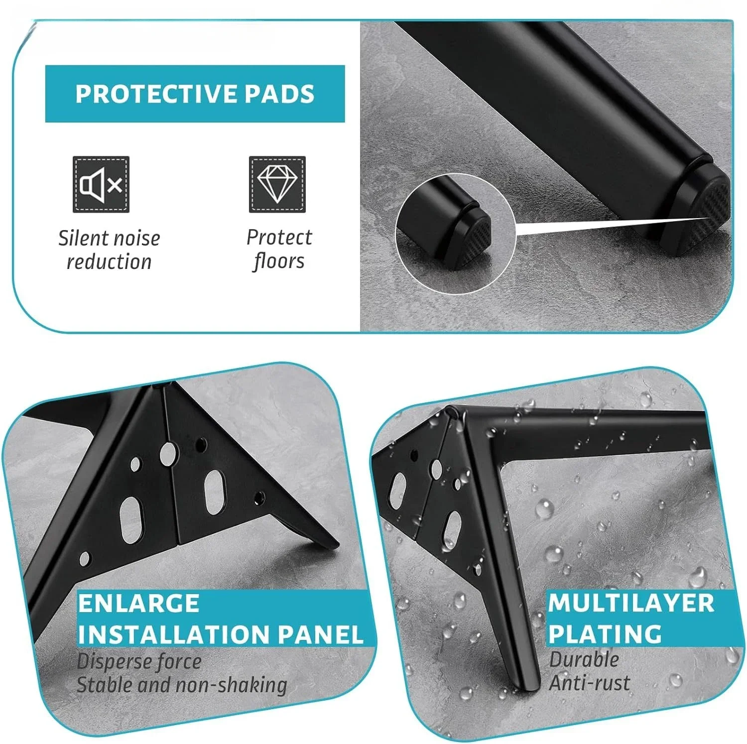 テレビ,コーヒーテーブル,バスルーム,引き出し,キャビネット,脚,金属サポート,脚,積載量800kg, 4ピース/セット