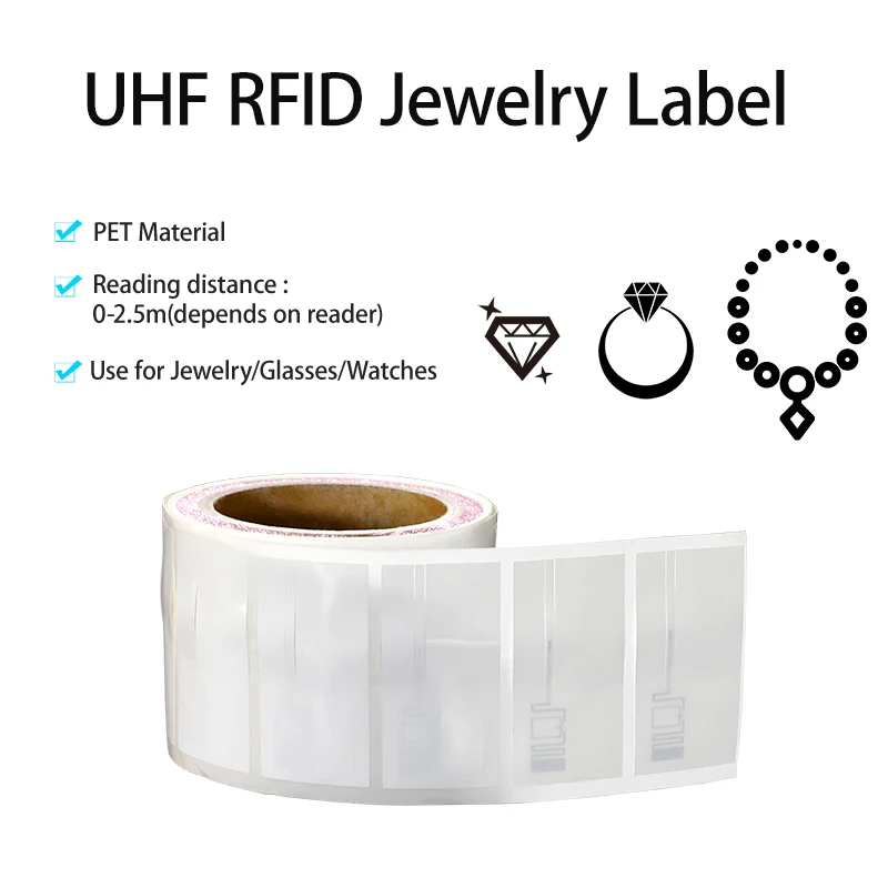 1000 шт. 860-960 МГц UHF RFID-метка пассивная 4 м дальность считывания ПЭТ-материал RFID ювелирная этикетка для управления ювелирными изделиями