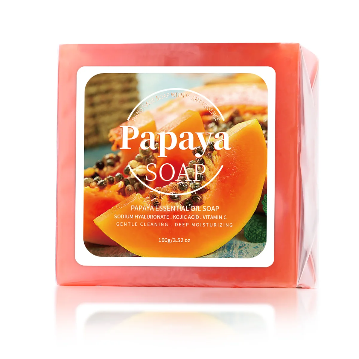 100g B + extrait de papaye savon nourrissant fait à la main nettoyage en profondeur blanchissant avec savon au lait de chèvre de noix de coco
