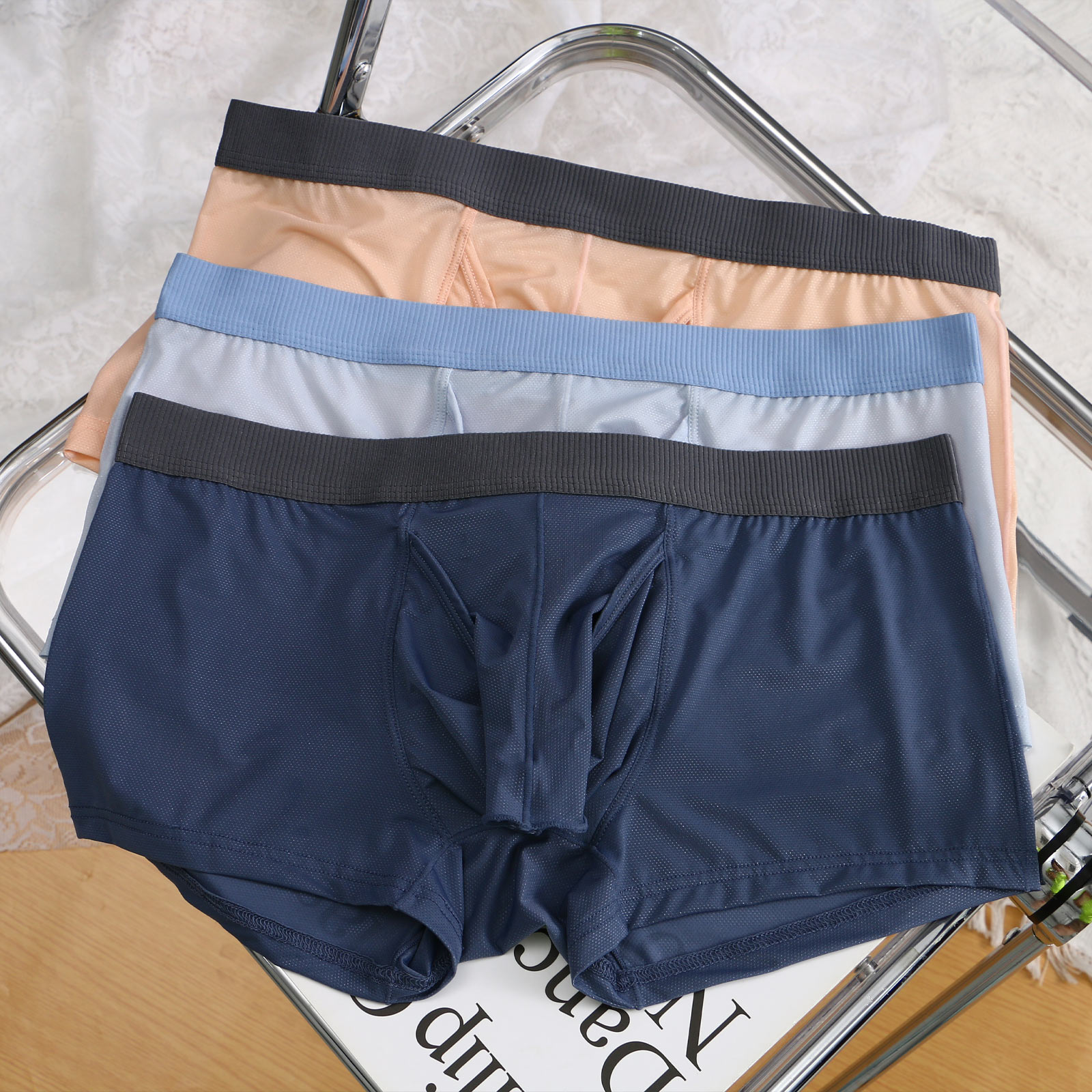 CLEVER-MENMODE 下着セクシーな男性ボクサー象鼻パンツ男性パンティーアイスシルク U 凸ロングペニスポーチ Boxershorts