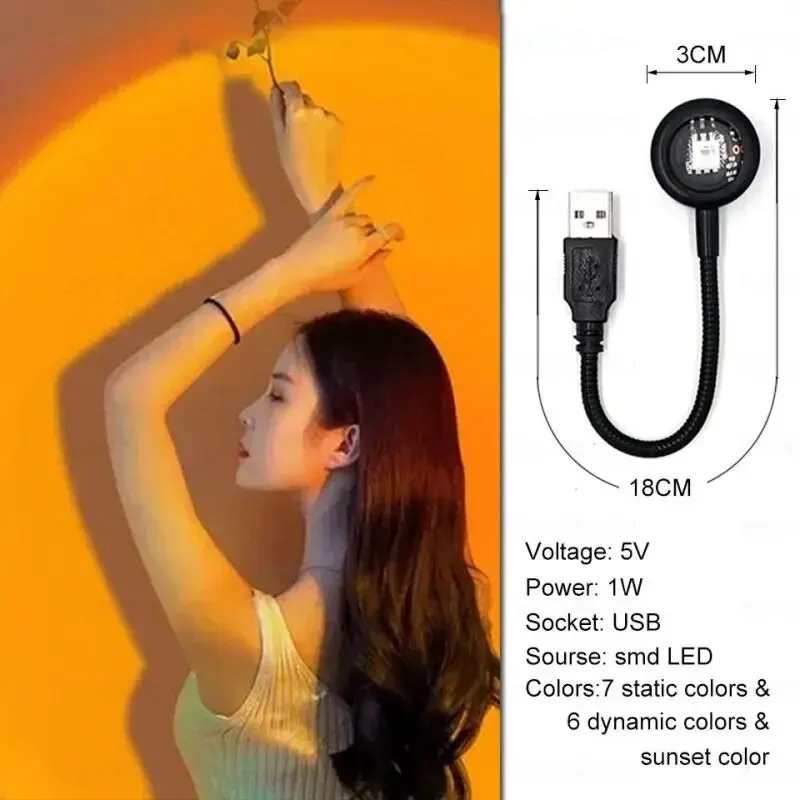 USB oświetlenie zachodu słońca LED tęczowa neonowa lampka nocna telefon komórkowy oświetlenie do selfie nastrojowe oświetlenie ścienne do dekoracji sypialni