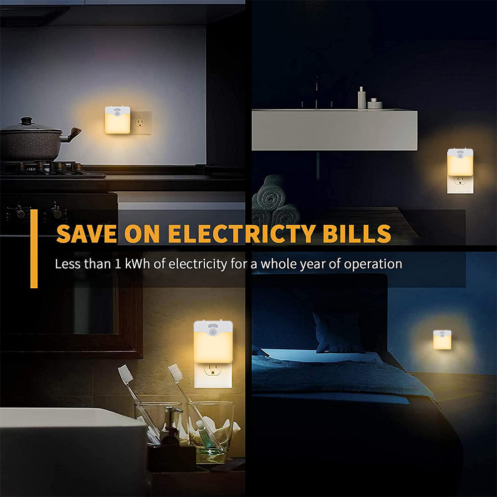 LED-Nachtlicht mit Bewegungsmelder, UK, EU-Stecker, dimmbar, kabellose Lampe für Kinderzimmer, energieeffizient, Dämmerung bis Morgendämmerung, Sensor, Treppenlampe