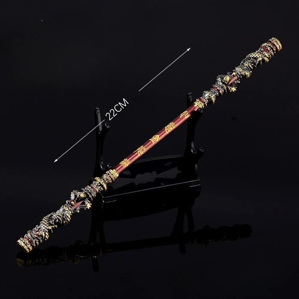 ใหม่ 22 ซม.สีดําตํานาน: WuKong อาวุธ Sun Wukong Monkey King บาร์โลหะ Elite แกะสลักดาบเกมอุปกรณ์ต่อพ่วงเทศกาลของขวัญของเล่นเด็ก
