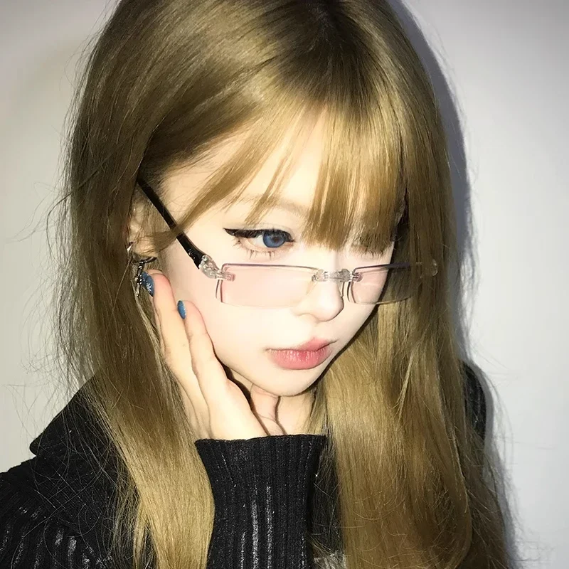 Nuevo Y2K Retro ovalado cuadrado rosa montura pequeña gafas mujeres Anti luz azul gafas de ordenador gafas Vintage
