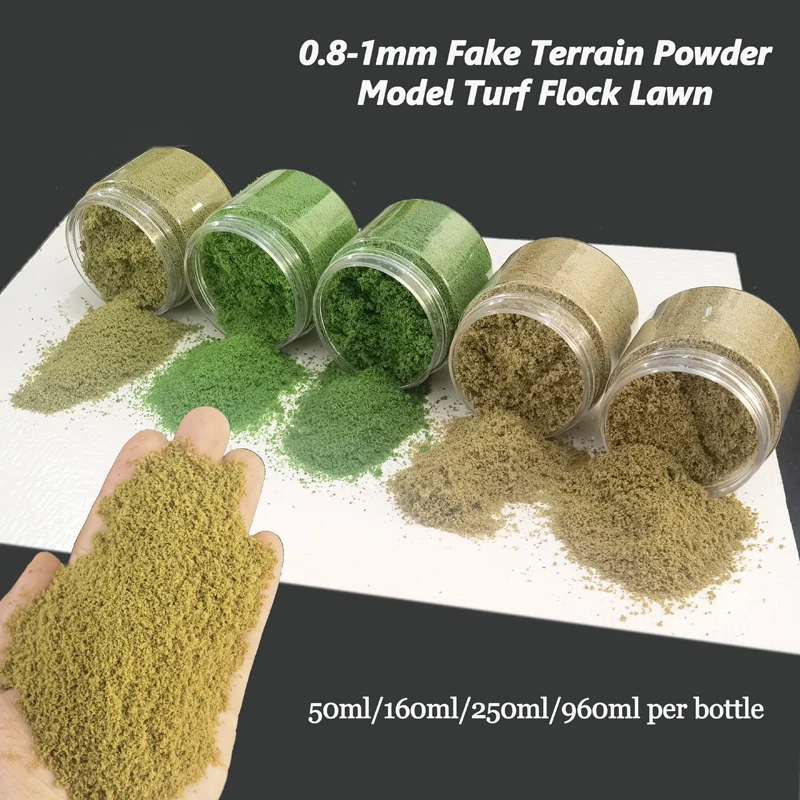 50ml-960ml embotellado 0,8-1mm polvo de árbol de simulación hierba falsa material de esponja para césped espuma molida miniatura tren edificio escena DIY