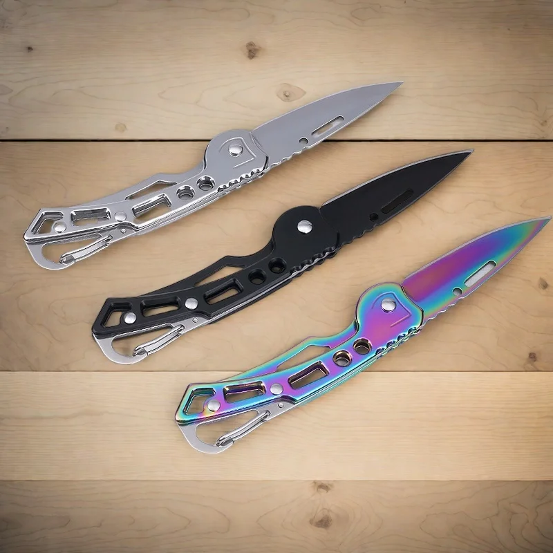 Coltello tascabile pieghevole Coltello pieghevole colorato per il trasporto di frutta portatile da caccia di sopravvivenza in acciaio inossidabile